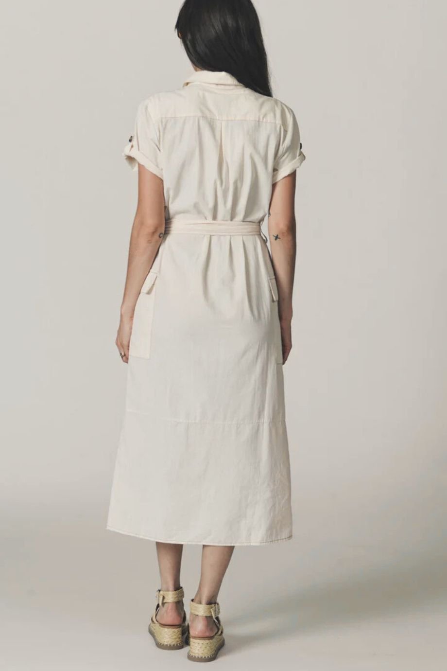 The Whitney Midi Dress Ecru - The Shirt by Rochelle Behrens - COLOR GAME