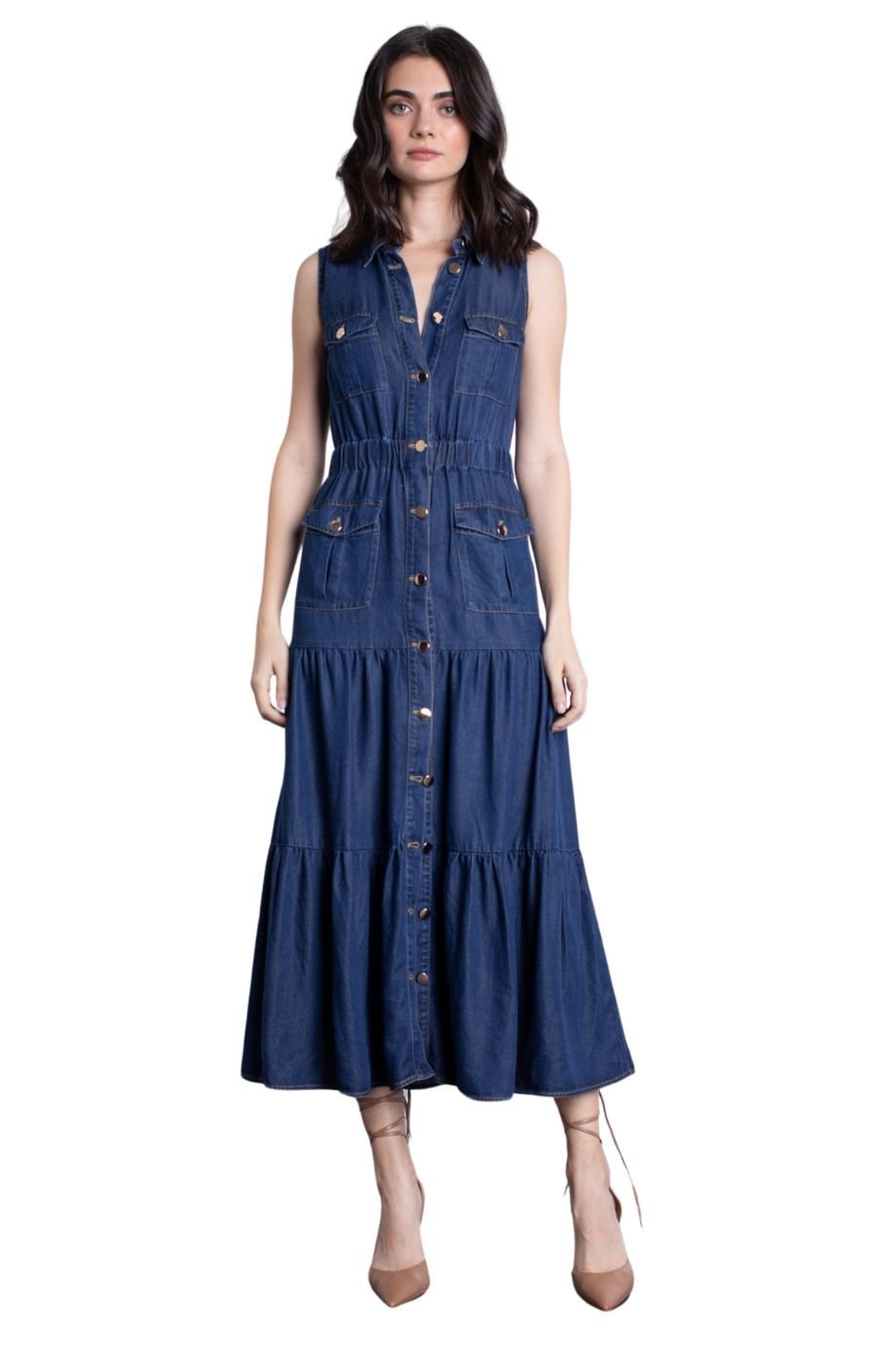 denim midi dress sale Triana Denim Midi Dress