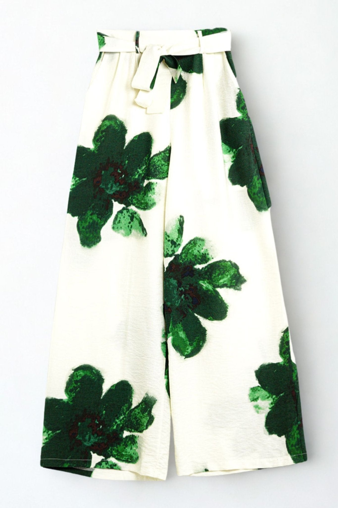 Tropical Bloom Palazzo Pants Green - Q2 - COLOR GAME