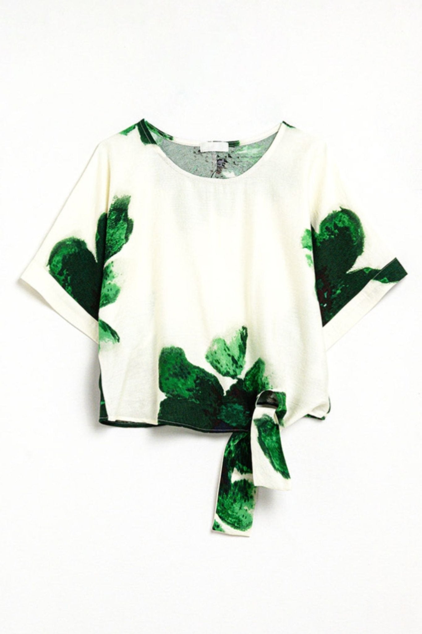 Tropical Bloom Tie Waist Top Green - Q2 - COLOR GAME