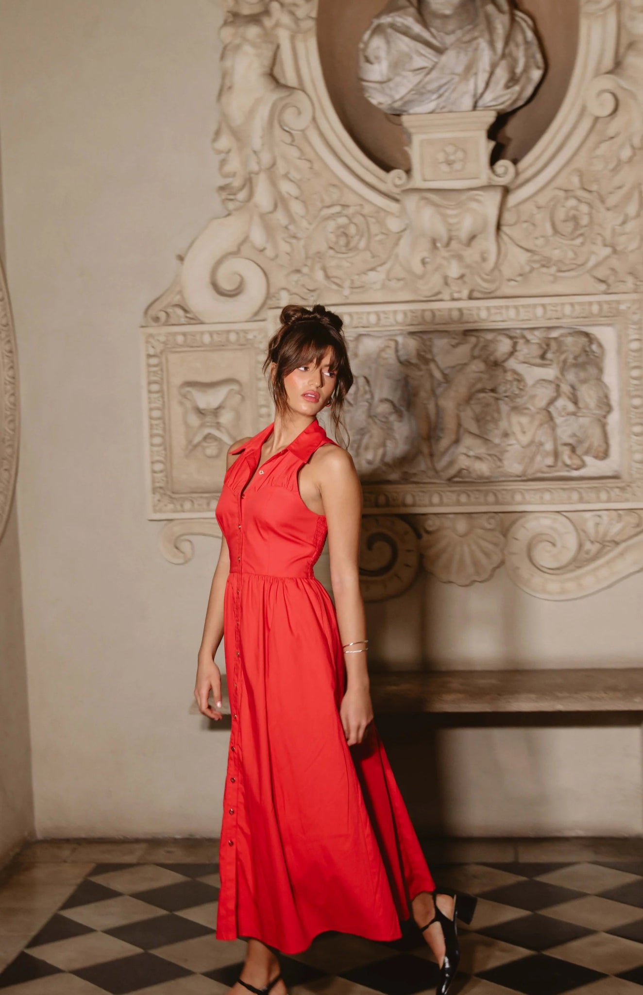 Vivian Red Midi Dress - Hutch - COLOR GAME