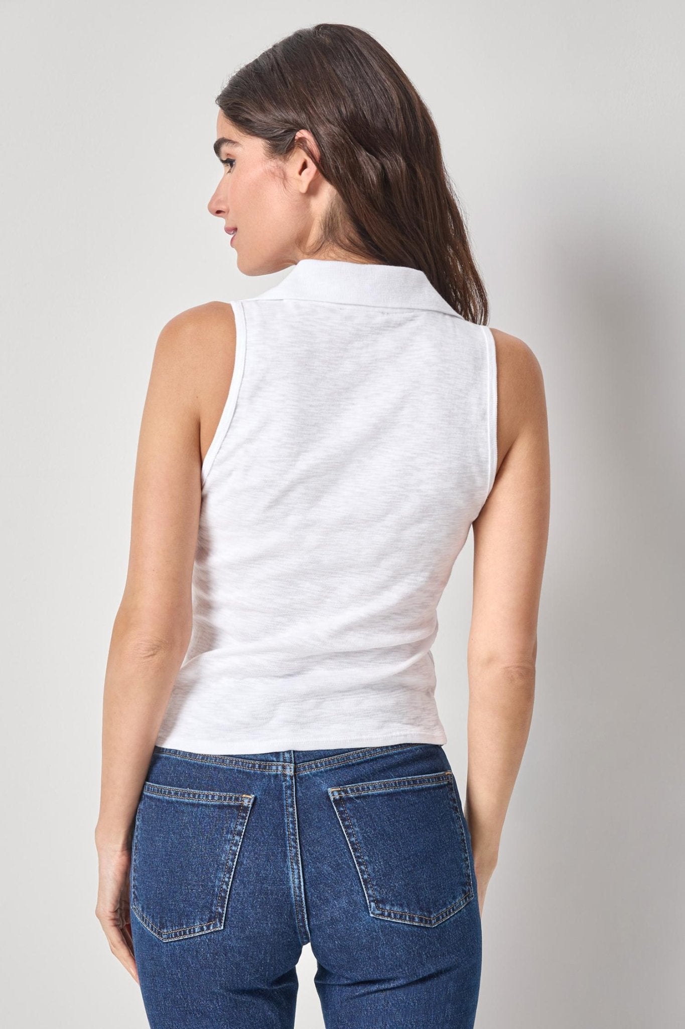 White Collared Knit Tank - Lilla P - COLOR GAME