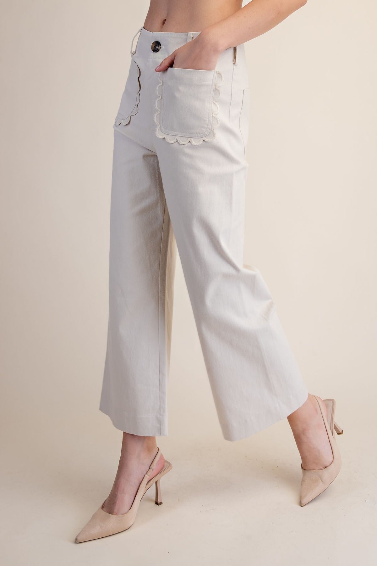 Whitney Scallop Pocket Wide Leg Pants - Color Game - COLOR GAME