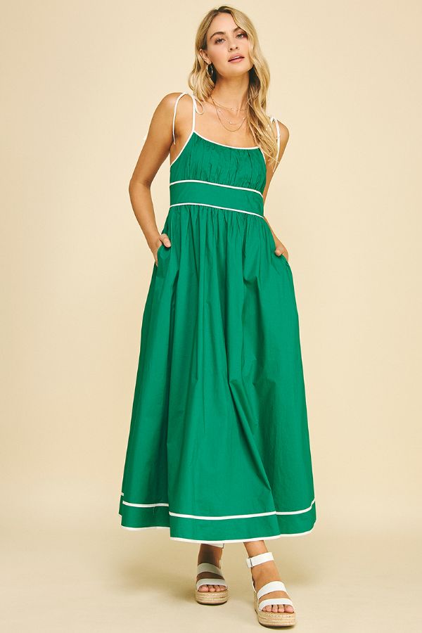 green emerald velvet dress Willa Green Tie Strap Maxi Dress
