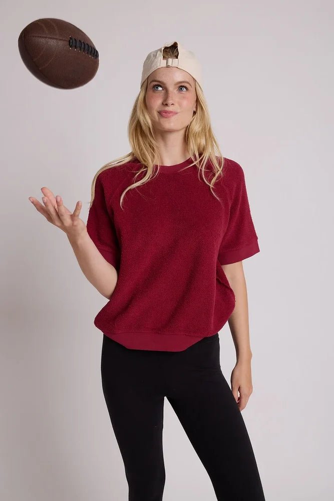 Ziggy Short Sleeve Sweatshirt Maroon - perfectwhitetee - COLOR GAME