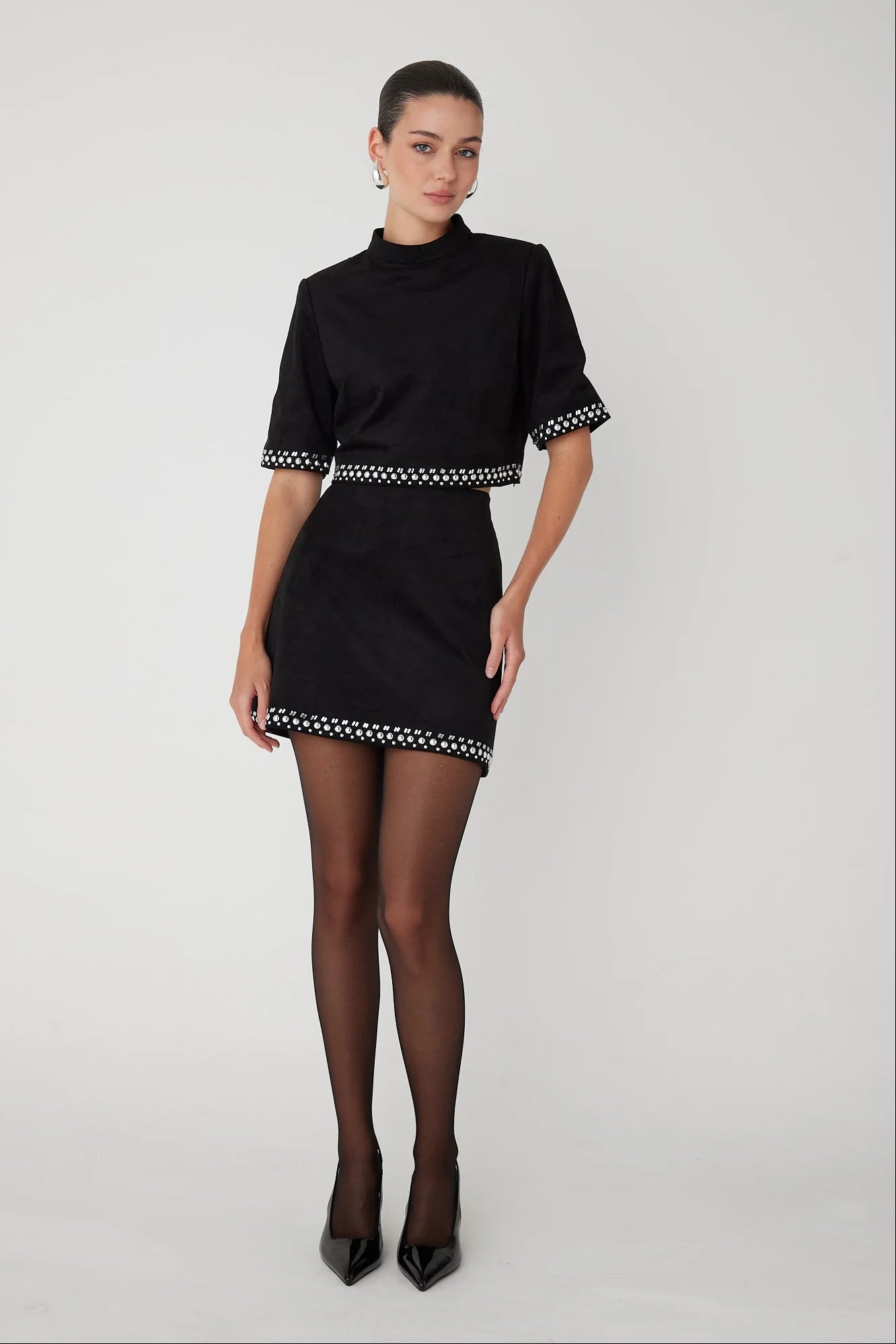 Zoe Studded Mock Neck Top - JS71 - COLOR GAME