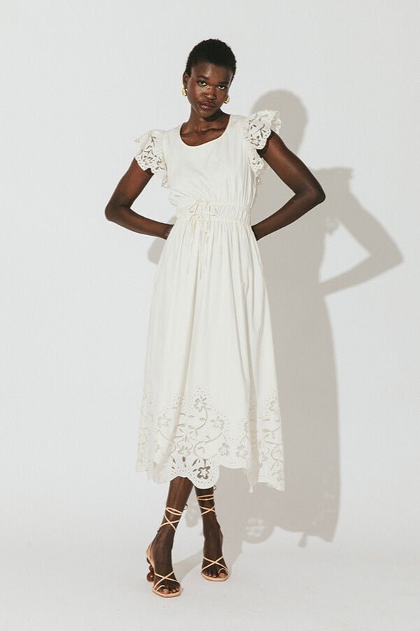 knee length dresses for ladies Simone Midi Dress in Ivory main image 0