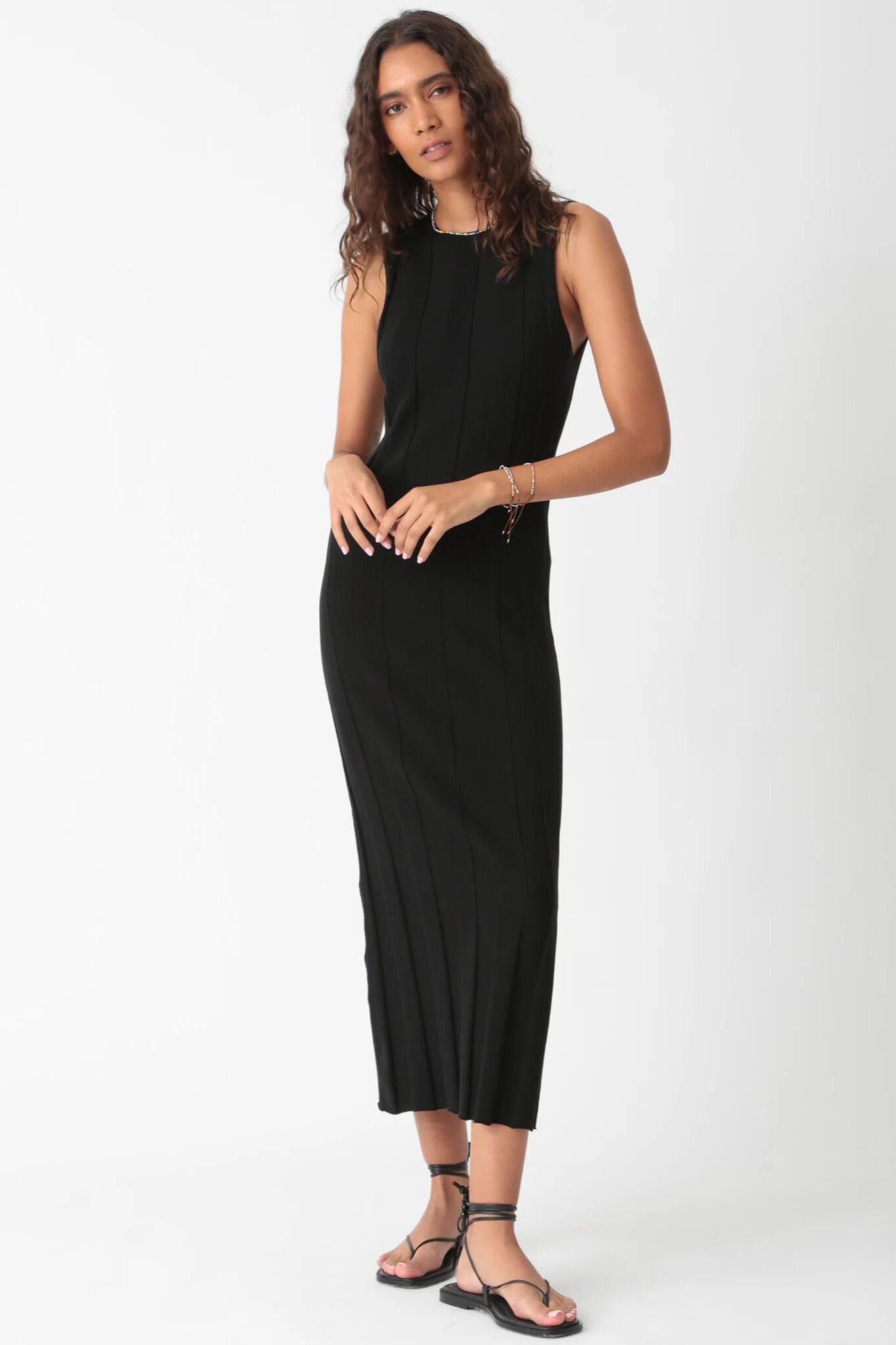 Dena Wide Rib Knit Dress Onyx