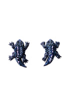 Purple Beaded Horned Frog Earrings