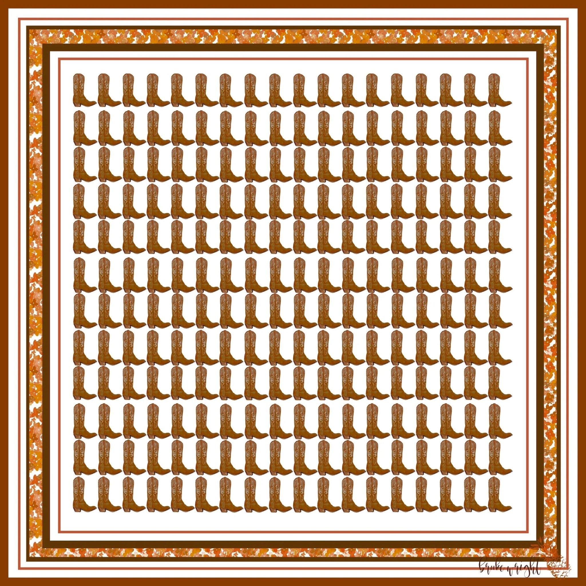 Saddle Brown + Burnt Orange Silk Print Boots Scarf - Brooke Wright - Color Game