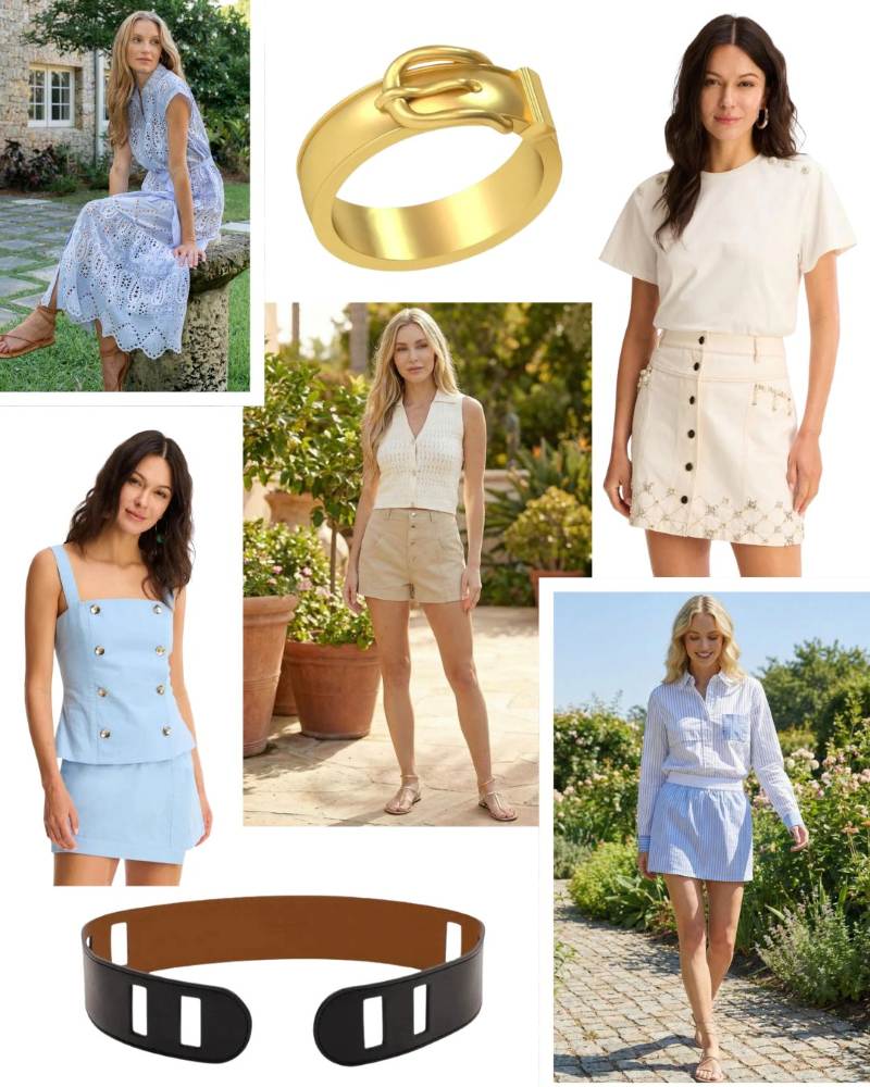 A collage of the founder's Friday Favorites. A curated clothing and accessories.