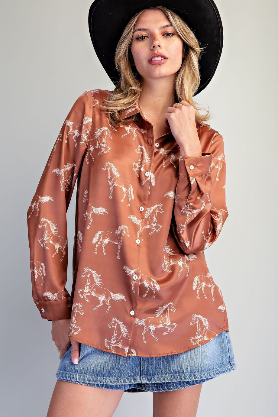 Bullard Button-Up Horse Print Blouse