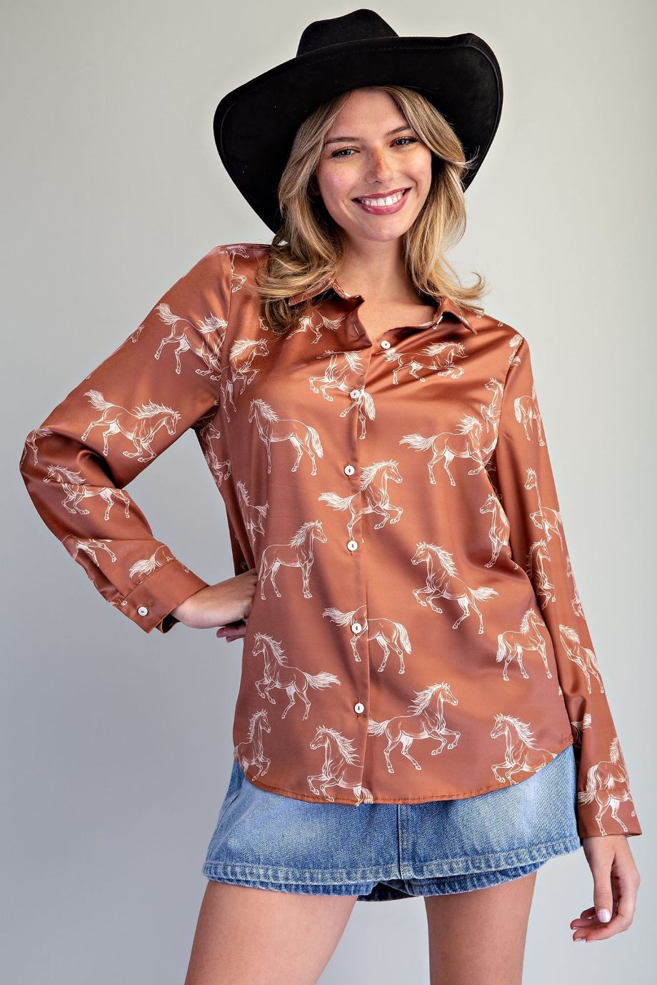 Bullard Button-Up Horse Print Blouse