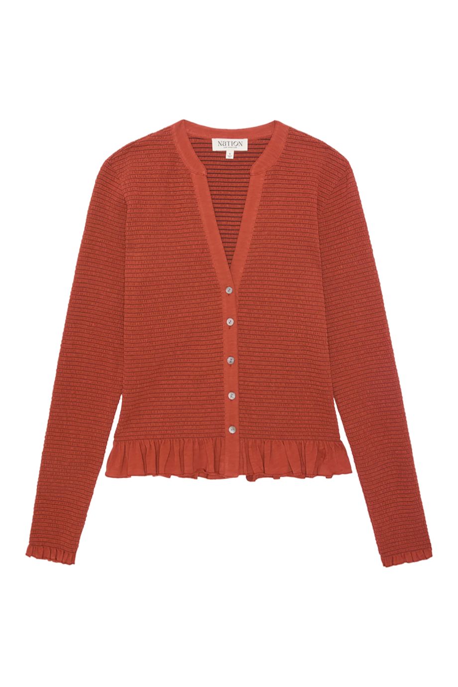 Candace Smocked Peplum Top Chestnut