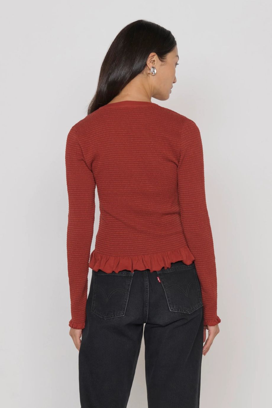 Candace Smocked Peplum Top Chestnut