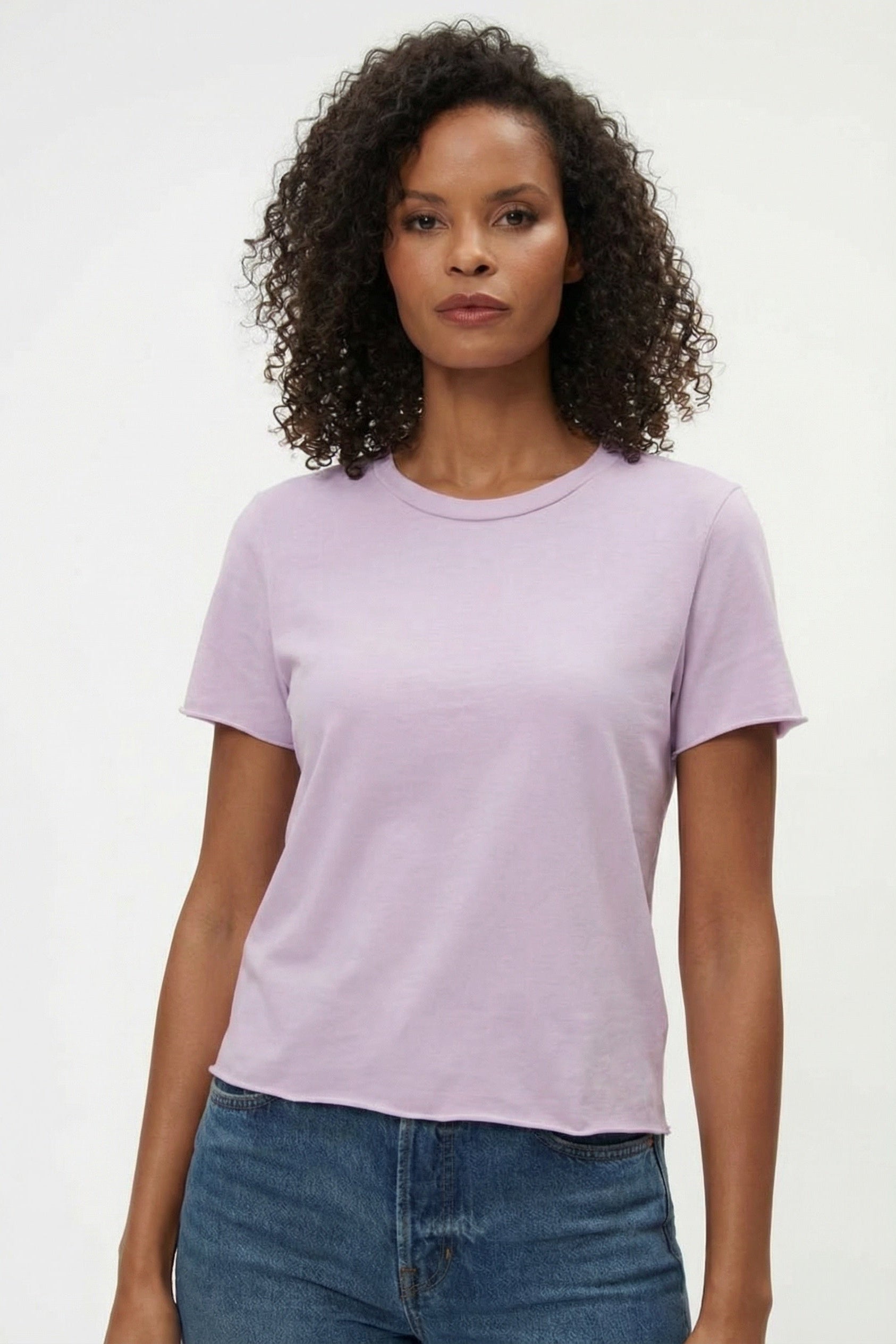 Jackie Raw Edge Crew Neck Tee