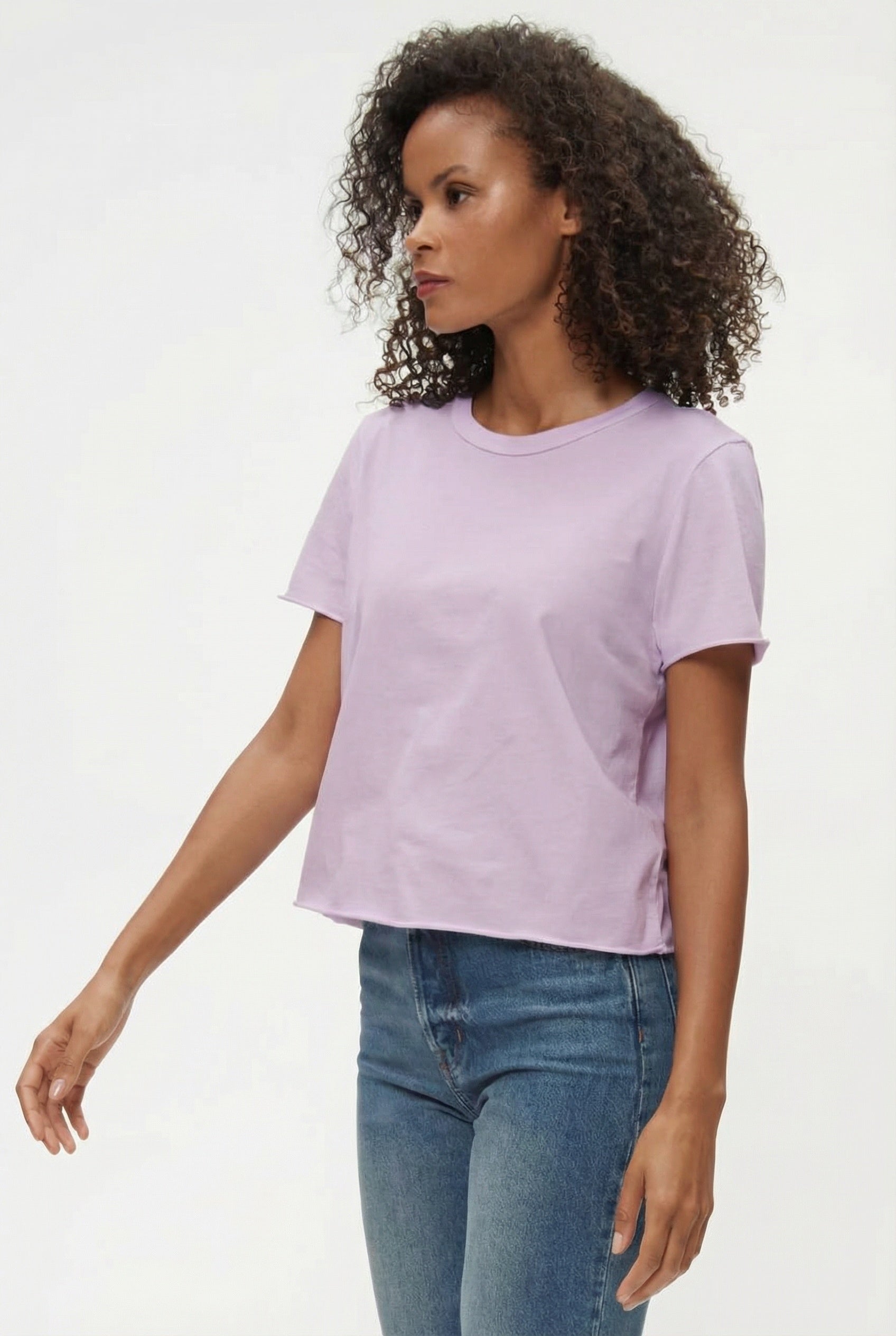 Jackie Raw Edge Crew Neck Tee