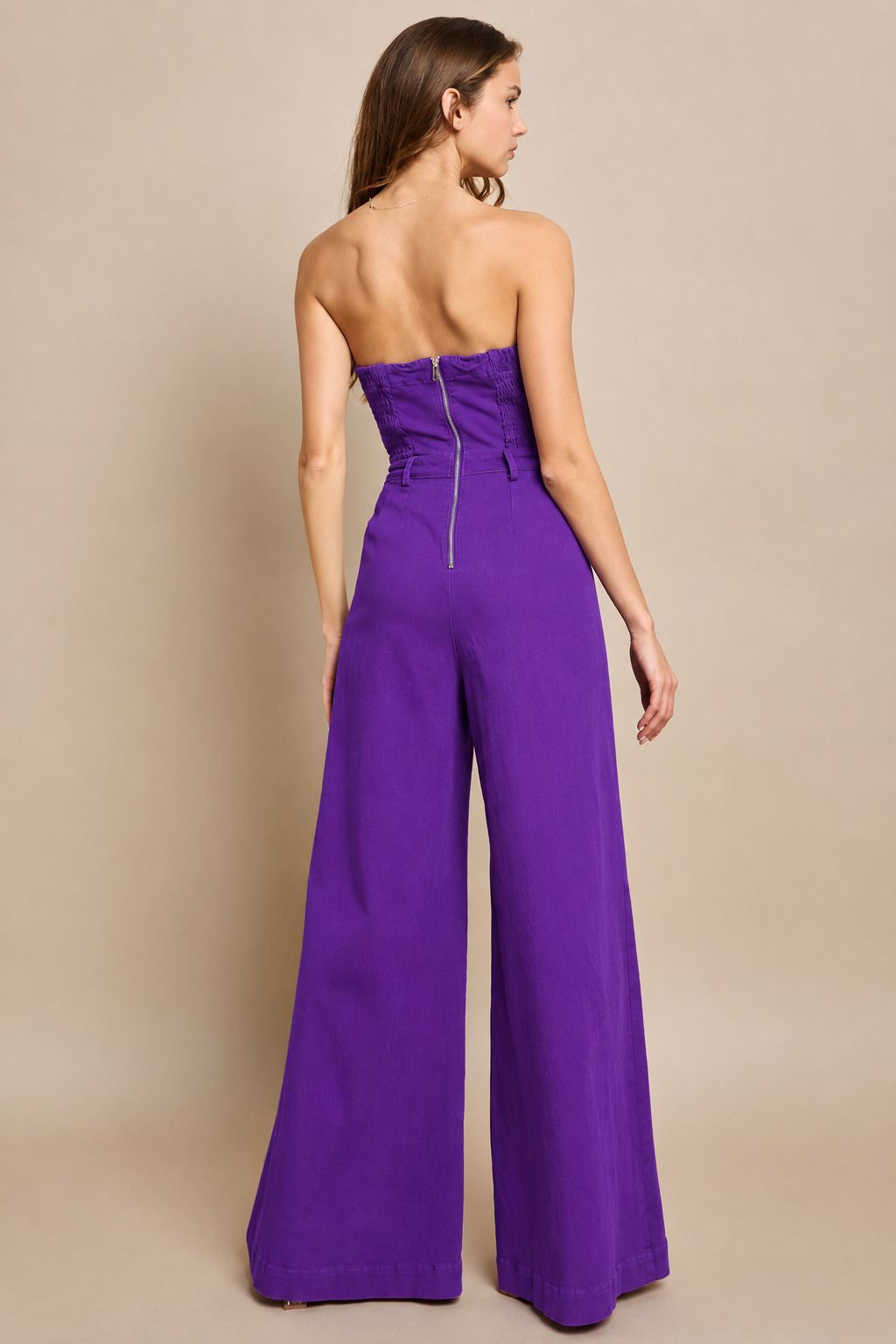 Langley Strapless Wide Leg Jumpsuit Purple