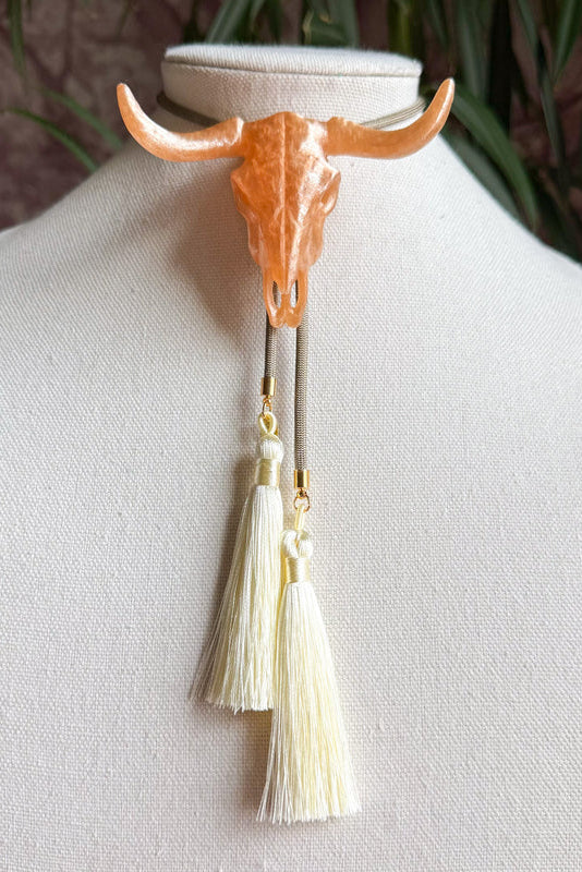 Longhorn Bolo Smokey Quartz With Bronze + Ivory