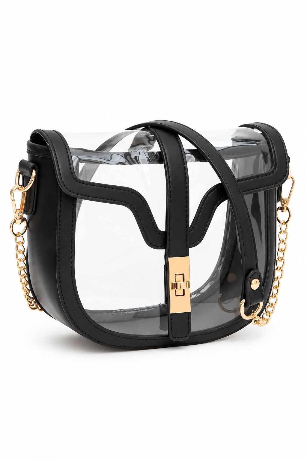 Marcelle Black + Clear Saddle Bag