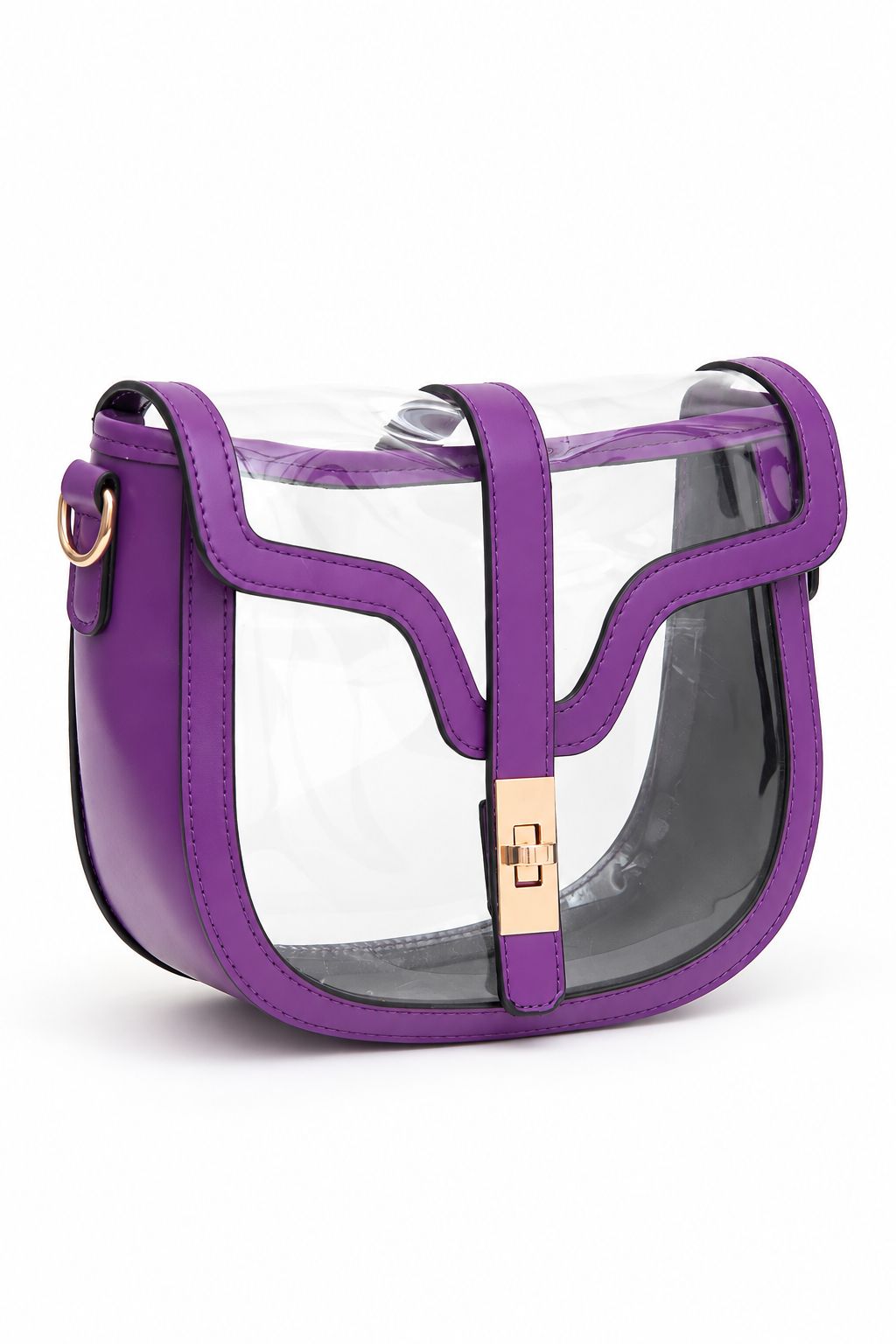 Marcelle Purple + Clear Saddle Bag