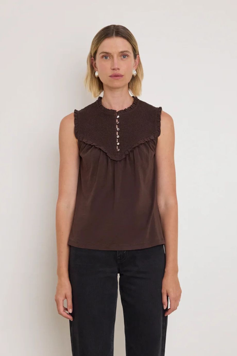 Nelly Smocked Top Cocoa