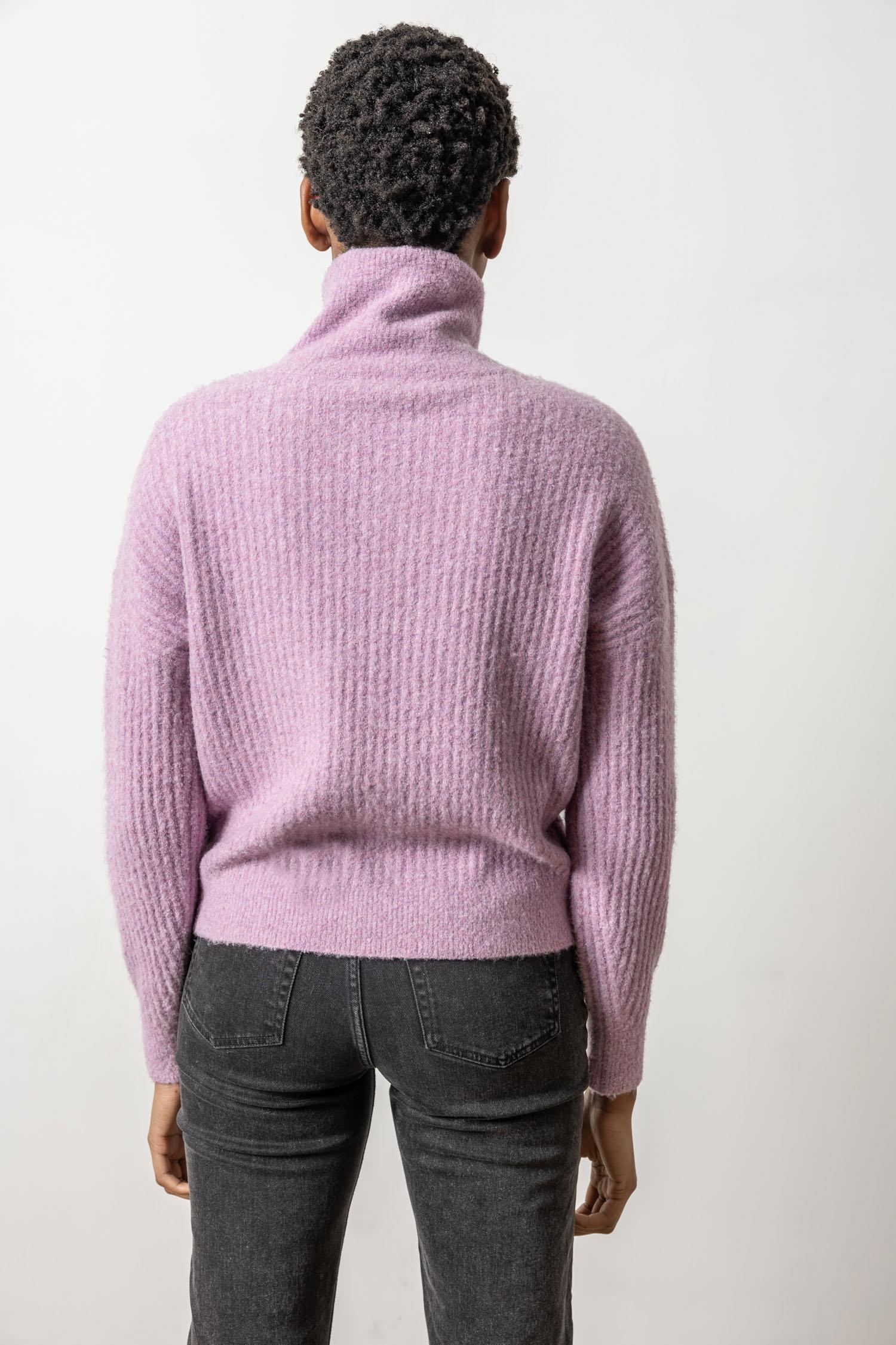 Ribbed Wrap Collar Sweater Wisteria