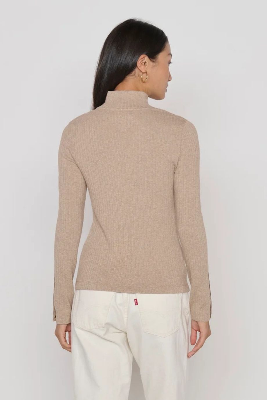 Sheila Mock Neck Top Heather Oatmeal