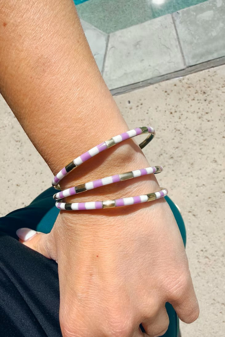 Stadium Stack Bracelets Lavender + White