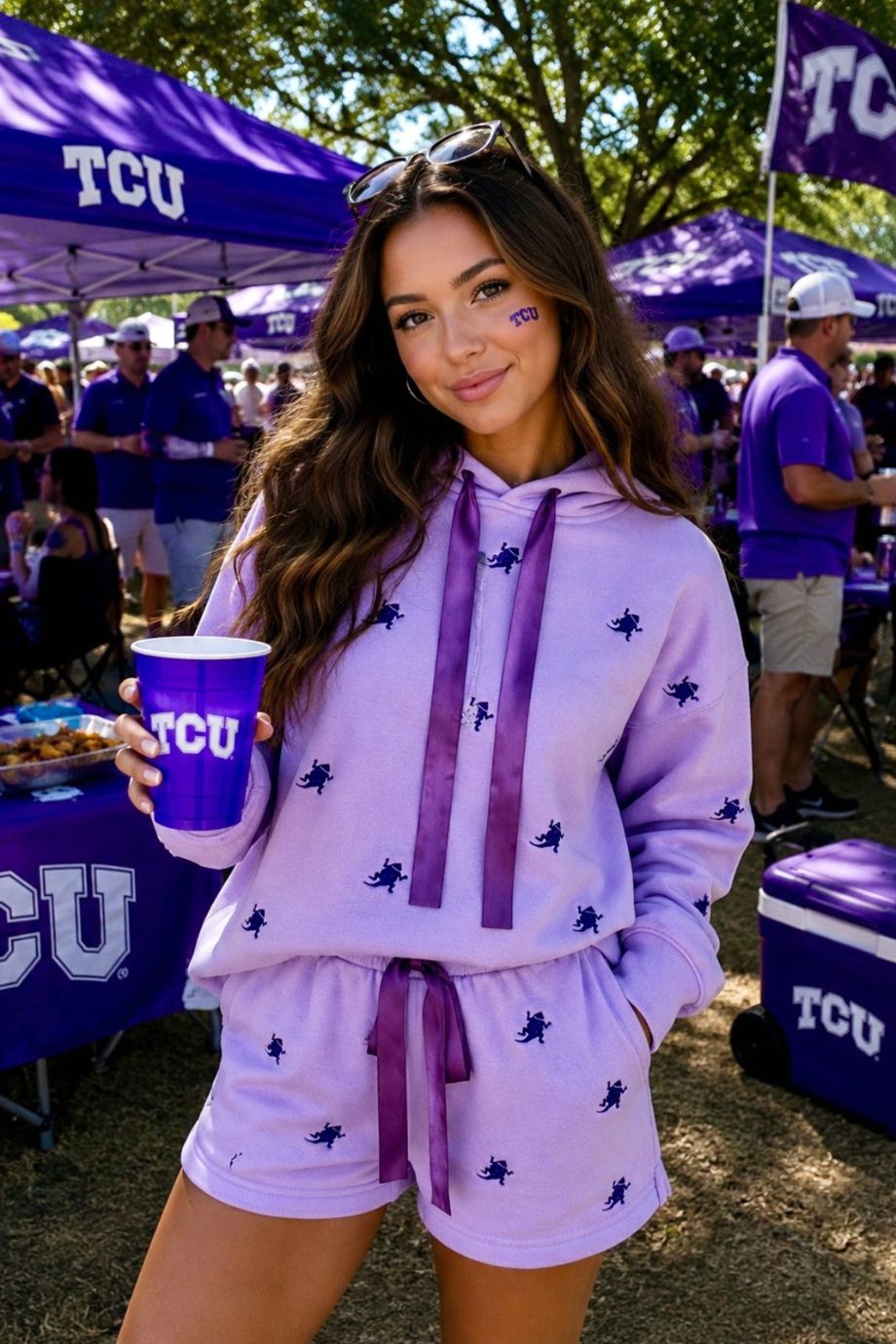 TCU Frog Embroidered Fleece Shorts