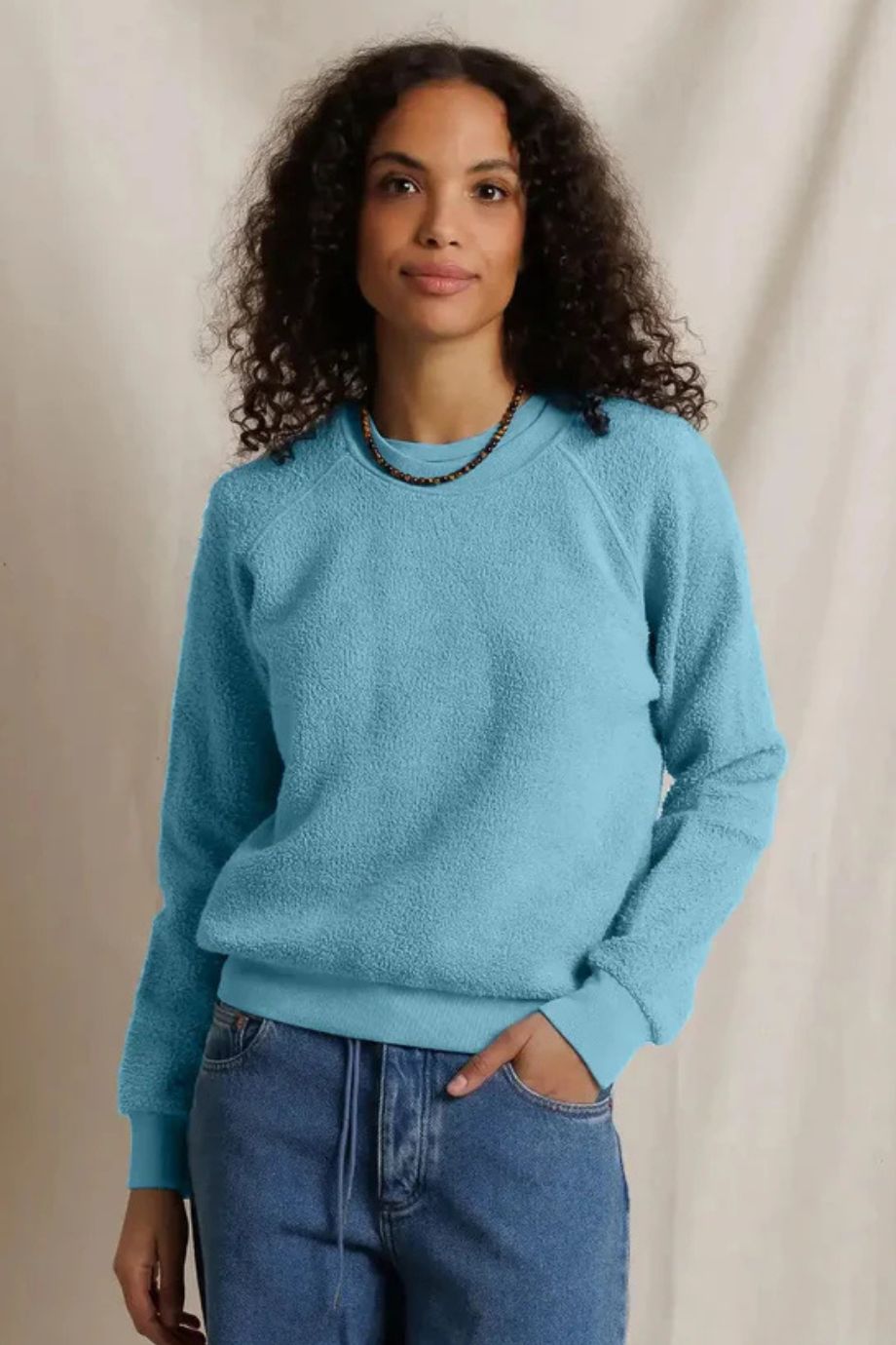 Ziggy Inside-Out Fleece Shrunken Sweatshirt Milky Blue