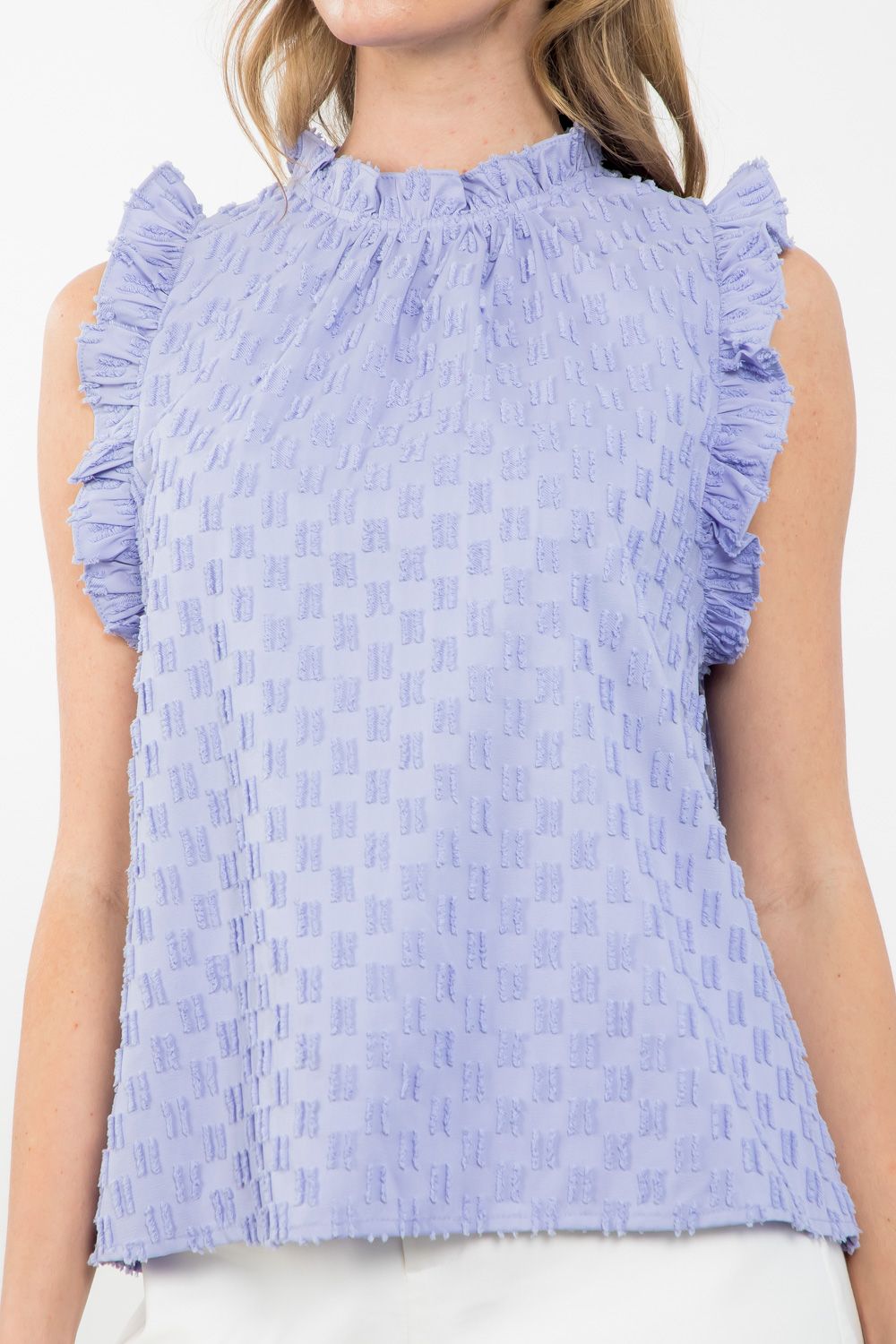 Abby Ruffle Sleeve Textured Top Lavender - THML - Color Game