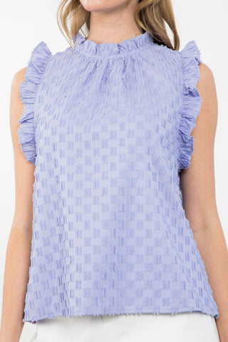 Abby Ruffle Sleeve Textured Top Lavender - THML - Color Game