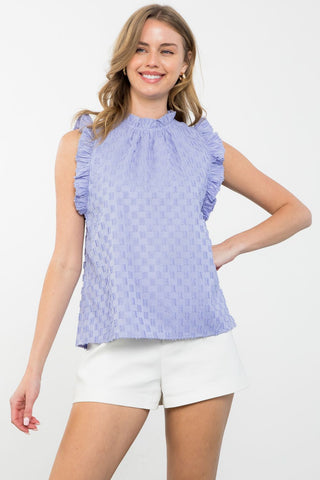 Abby Ruffle Sleeve Textured Top Lavender - THML - Color Game