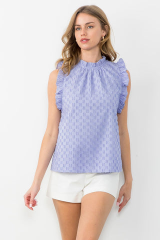 Abby Ruffle Sleeve Textured Top Lavender - THML - Color Game