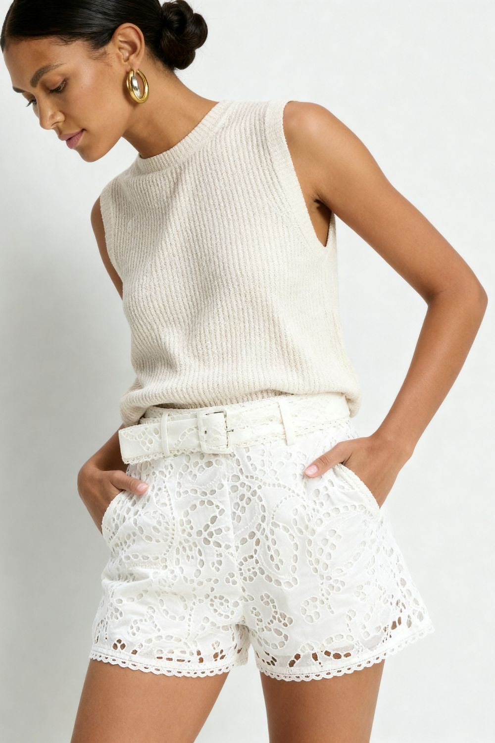 Ainsley Embroidered Shorts White - Allison New York - COLOR GAME