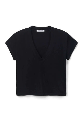 Alanis Recycled Cotton V-Neck Tee Black - perfectwhitetee - Color Game