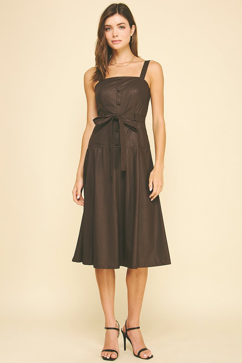 Allyn Faux Leather Midi Dress - Pinch - COLOR GAME