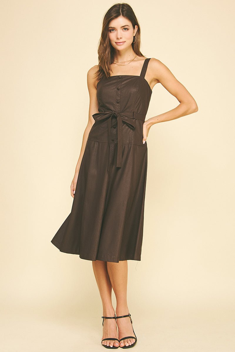 Allyn Faux Leather Midi Dress - Pinch - COLOR GAME
