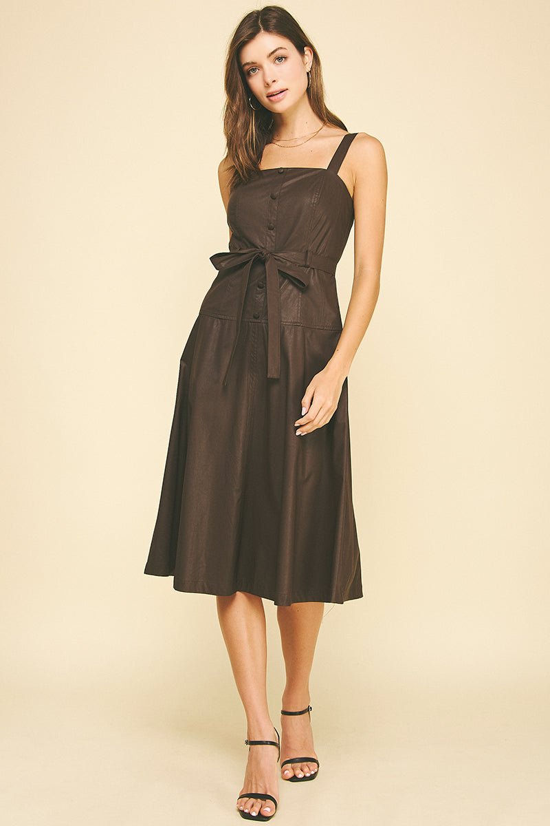Allyn Faux Leather Midi Dress - Pinch - COLOR GAME