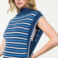 Alyson Blue Striped Sleeveless Sweater Vest - THML - COLOR GAME