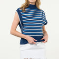 Alyson Blue Striped Sleeveless Sweater Vest - THML - COLOR GAME