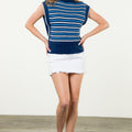 Alyson Blue Striped Sleeveless Sweater Vest - THML - COLOR GAME