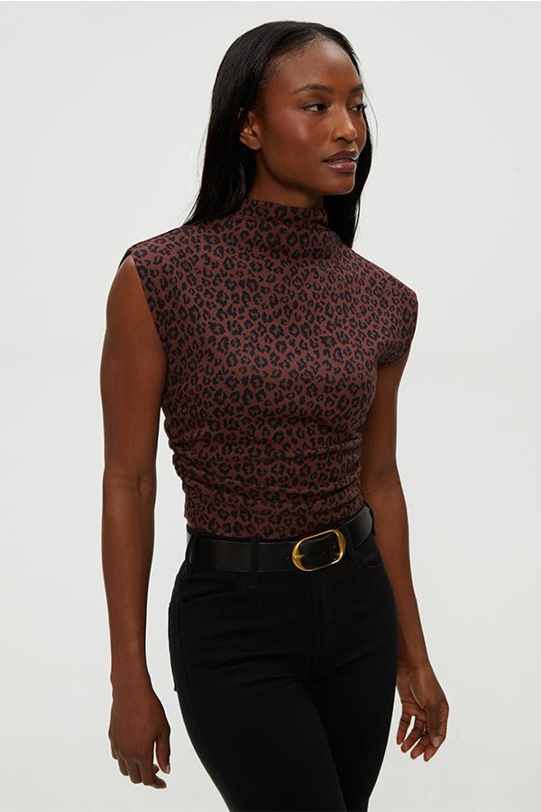 AMARA MOCK NECK POWER SHOULDER TOP