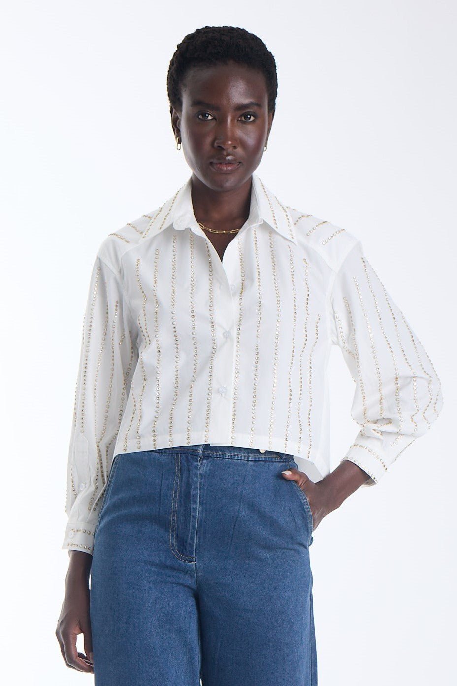 Amelie Embellished White Blouse - Karina Grimaldi - COLOR GAME
