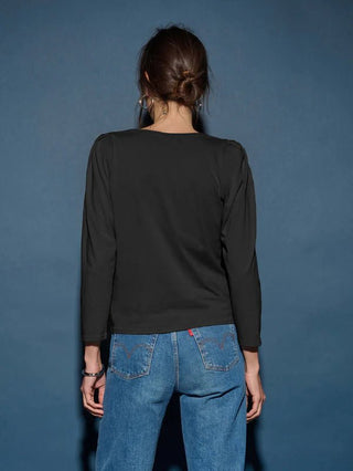 Amelie Envelope Neck Top Black - Nation LTD - COLOR GAME