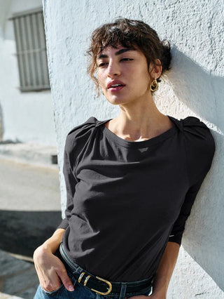 Amelie Envelope Neck Top Black - Nation LTD - COLOR GAME