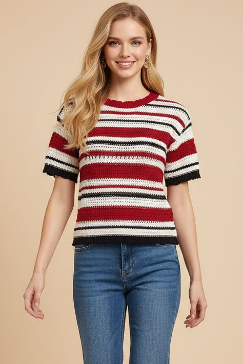 Americana Stripe Crochet Sweater - Pinch - COLOR GAME