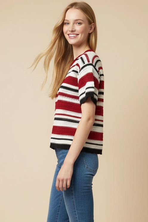 Americana Stripe Crochet Sweater - Pinch - COLOR GAME