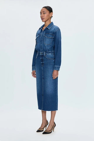 Amira Denim Midi Dress Social - Pistola - COLOR GAME